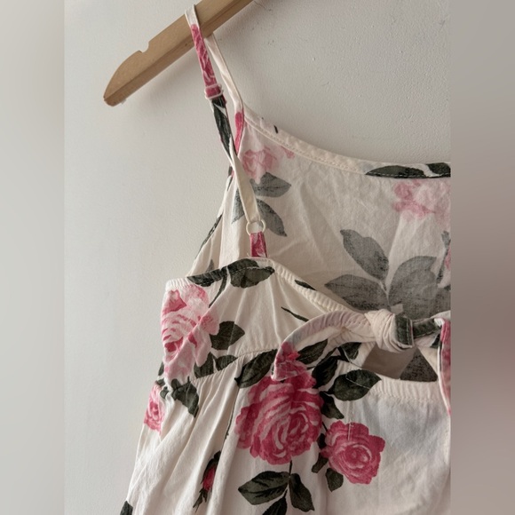 Old Navy Girls Adjustable Tie Back Cami White and Pink Rose Floral Print - Picture 3 of 6